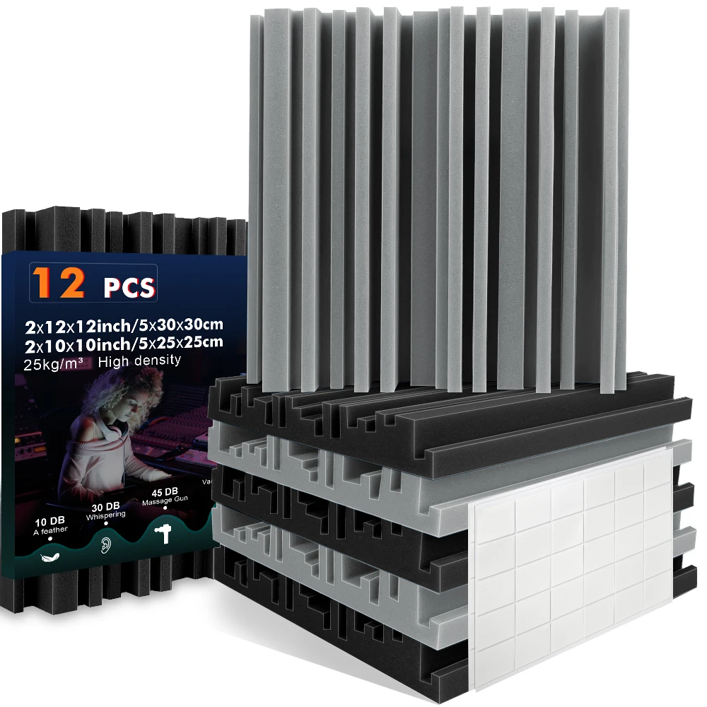 

Акустическая звукопоглощающая пена, 12-местная широкополосная огнестойкая губка двойного размера высокой плотности, шумопоглощающая для дверей, окон