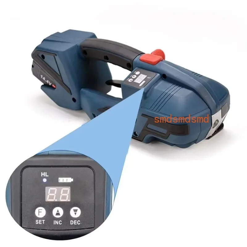 aboutAutomatic Lithium Battery Packing Tool Portable  PET  No Buckle Hot Melt Strapping Machine V2