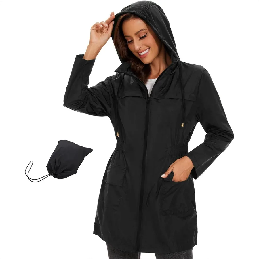 

Century Star Packable Rain Jackets Водонепроницаемые женские дождевики с капюшоном Легкая ветровка