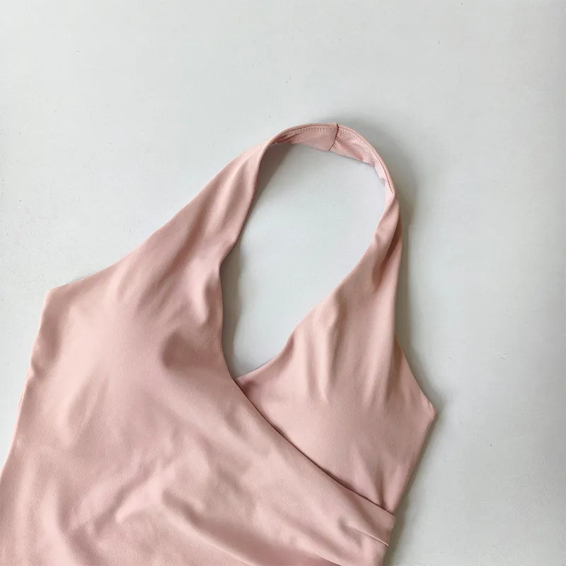 Women's V-neck Yoga Vest Cross Hanging Neck Design with Chest Cushion Quick Drying Comfortable Nude Feeling Perfect for Back Wea