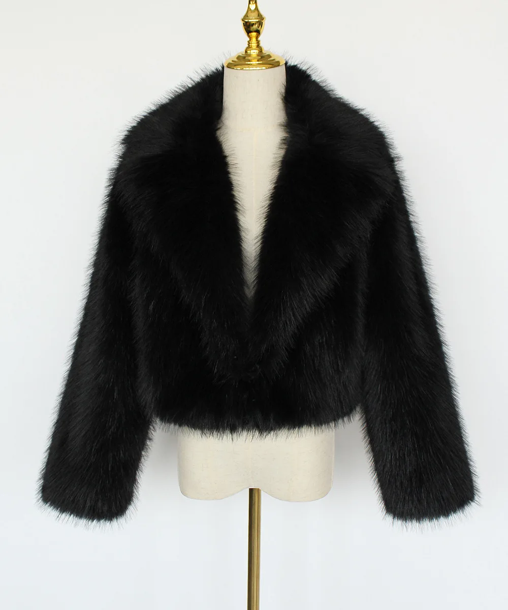 Herfst Faux Jassen Dames Lange Mouw Winter Nepbont Korte Jas met Nepbontkraag en Pakkraag Jassen Uitloper