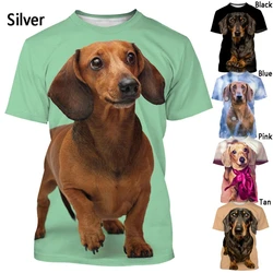 Dachshund 3D Printed T-Shirt Men Women Summer Funny Dog Graphic T Shirts Casual Harajuku Style Kids O-neck Tee Tops Y2k Clothing