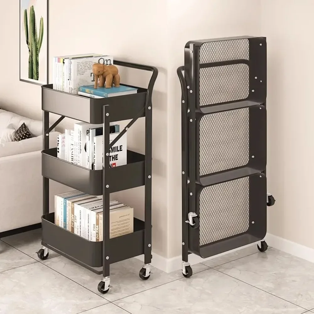 

Folding Storage Rack Trolley Creative Shelf Muti Purpose Kitchen Bathroom Shelving Organizer Carts Mobile Trolley Storage Rack