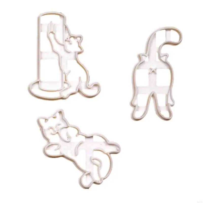 N84C 3pcs Kartun Biskuit Cetakan Cookie Sangkok Set untuk Baking Kue Kue DIY