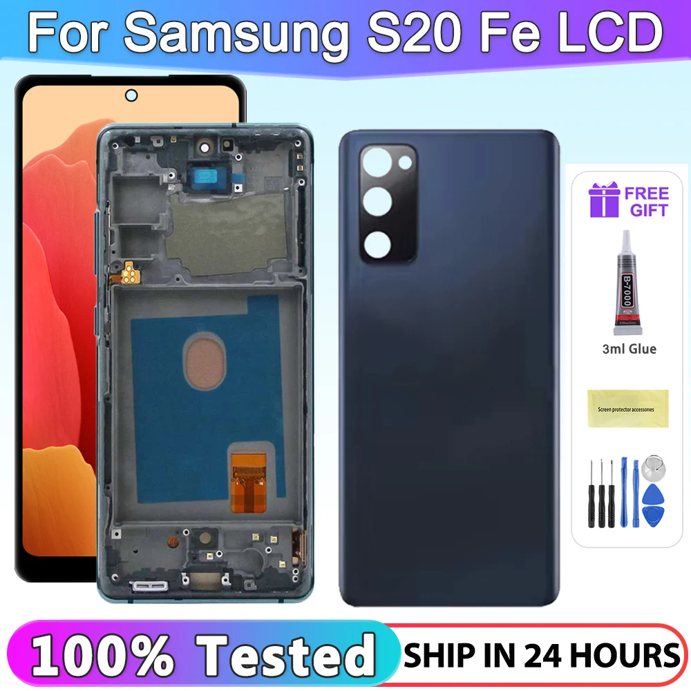 100% Tested For Samsung Galaxy S20 FE G780F G780F/DSM G780G LCD Display Touch Digitizer Assembly For S20FE  Screen Replacement