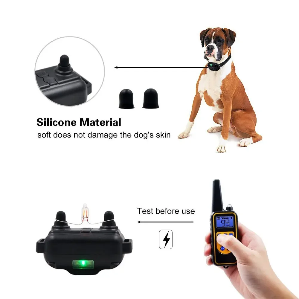 z For 800 Meters Remote Control Dog Device 100 file Waterproof Shock Collar Dog Anti Barking Collar Luxury Pet Collars