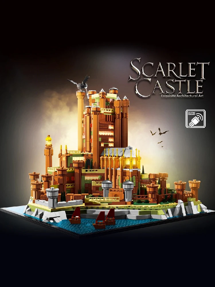 2374PCS Scarlet Castle Bouwstenen Creatieve Game Thrones Modulair Model Collectie Display LED Montage Speelgoed voor Volwassenen Geschenken - afbeelding 2