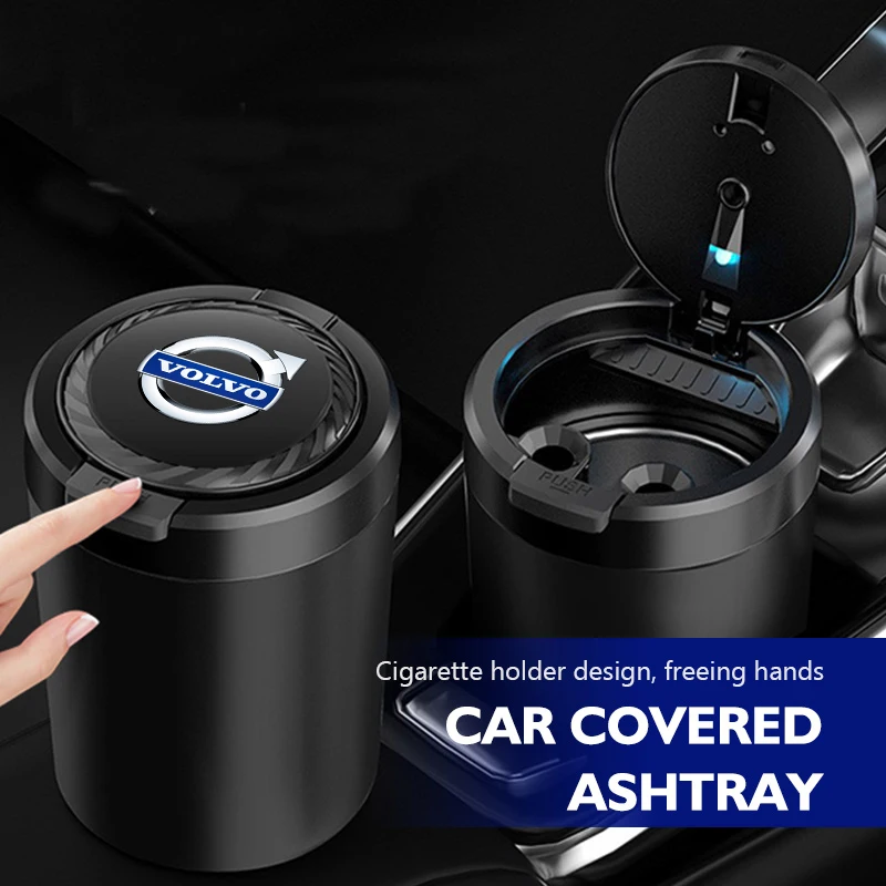 Cenicero de coche con un solo toque, taza de almacenamiento de cigarrillos abierta sin humo para Volvo AWD V50 S60 XC60 S40 XC40 XC90 V60 S80 S90 V90 C30