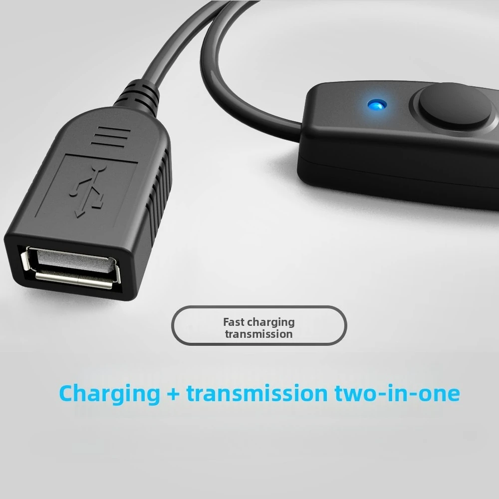 USB Power Data Cable Extension Cord with On Off Switch Button & Power Indicator Light USB Data Charging Wire