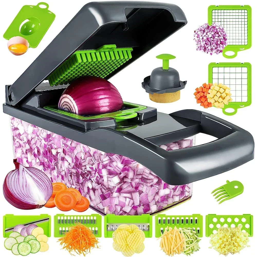 Vegetable Chopper Pro Onion Chopper Multifunctional Food Chopper Kitchen Vegetable Slicer Dicer Veggie Cutting with 8 Blades