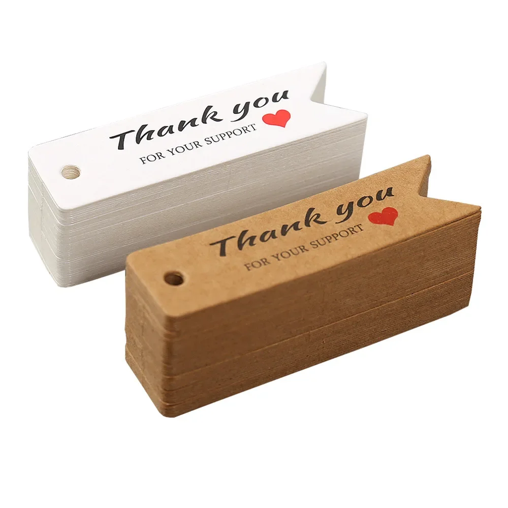 100pcs Handmade With Love Kraft Paper Tags Garment Shoes Bags Hang Tag Thank You Cards Product Price Labels Single Side Printed