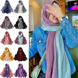 New Bubble Scarf Pleated Cotton Scarves Ombre Fashion Headscarf Shawls Wrap Fringed Muslim Hijab Turban Crinkle Bandana Stoles