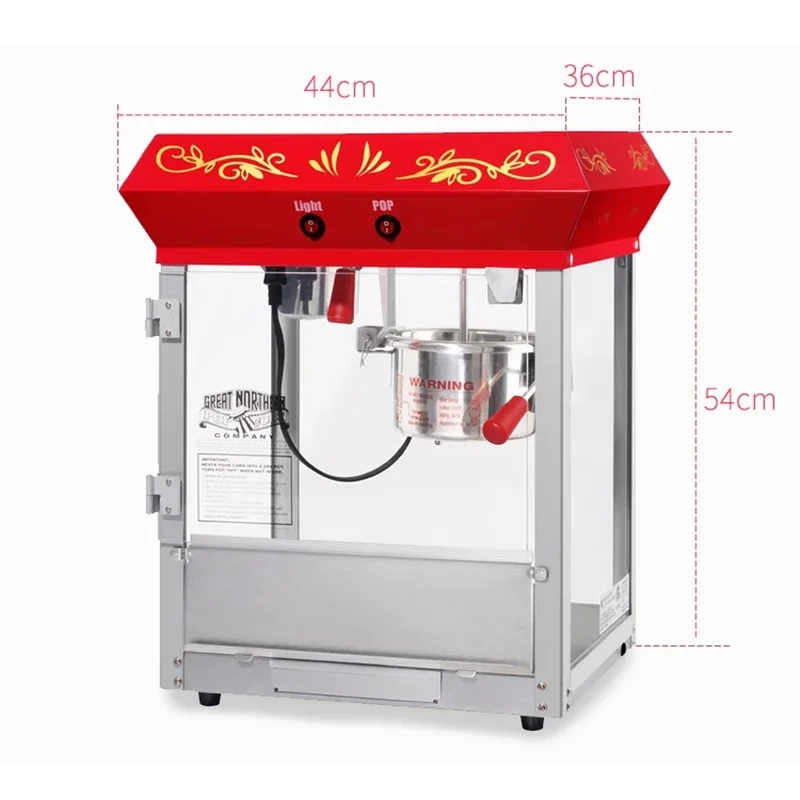 ماكينة صنع الفشار الأوتوماتيكية بالكامل 680 وات 8 أونصة ماكينة صنع الفشار على طراز كونترتوب عتيقة 680 وات