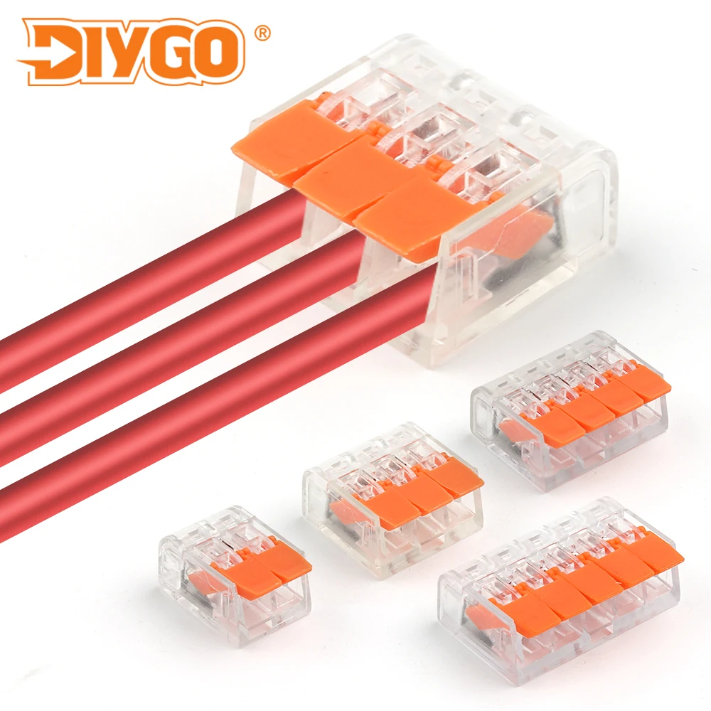 50PCS Universal Conductor Compact Splicing Wire Connector 2/3/4/5 Pin Quick Push-in Cable Wire Connector Terminal Block AWG24-12