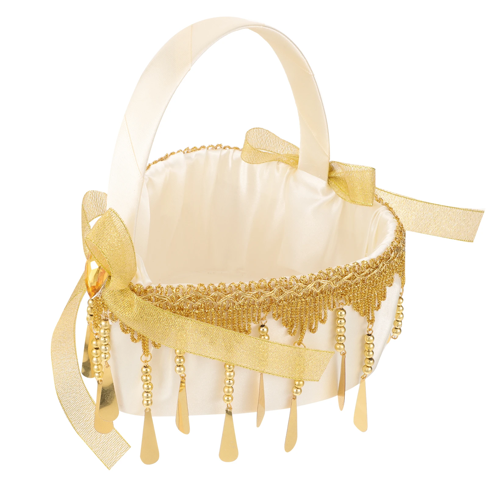 

Golden Small Wedding Flower Basket Rattan Woven Bridesmaid Petals Decoration Wedding Basket Storage