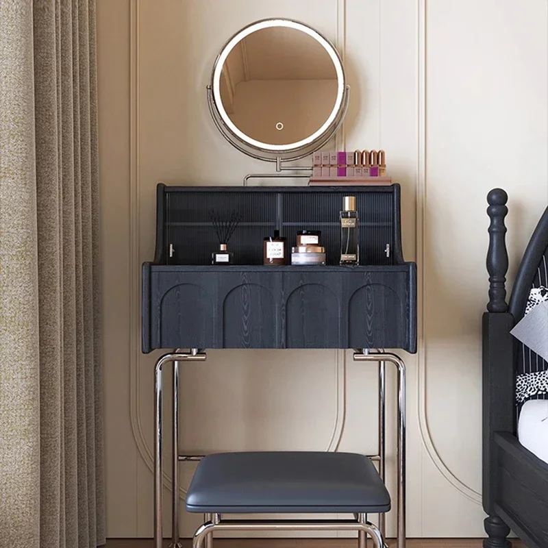 Black Makeup Vanity Table Mirror Bedroom Chair Drawers Modern Organizer Dressing Table Women Wood Vestidores Trendy Furniture