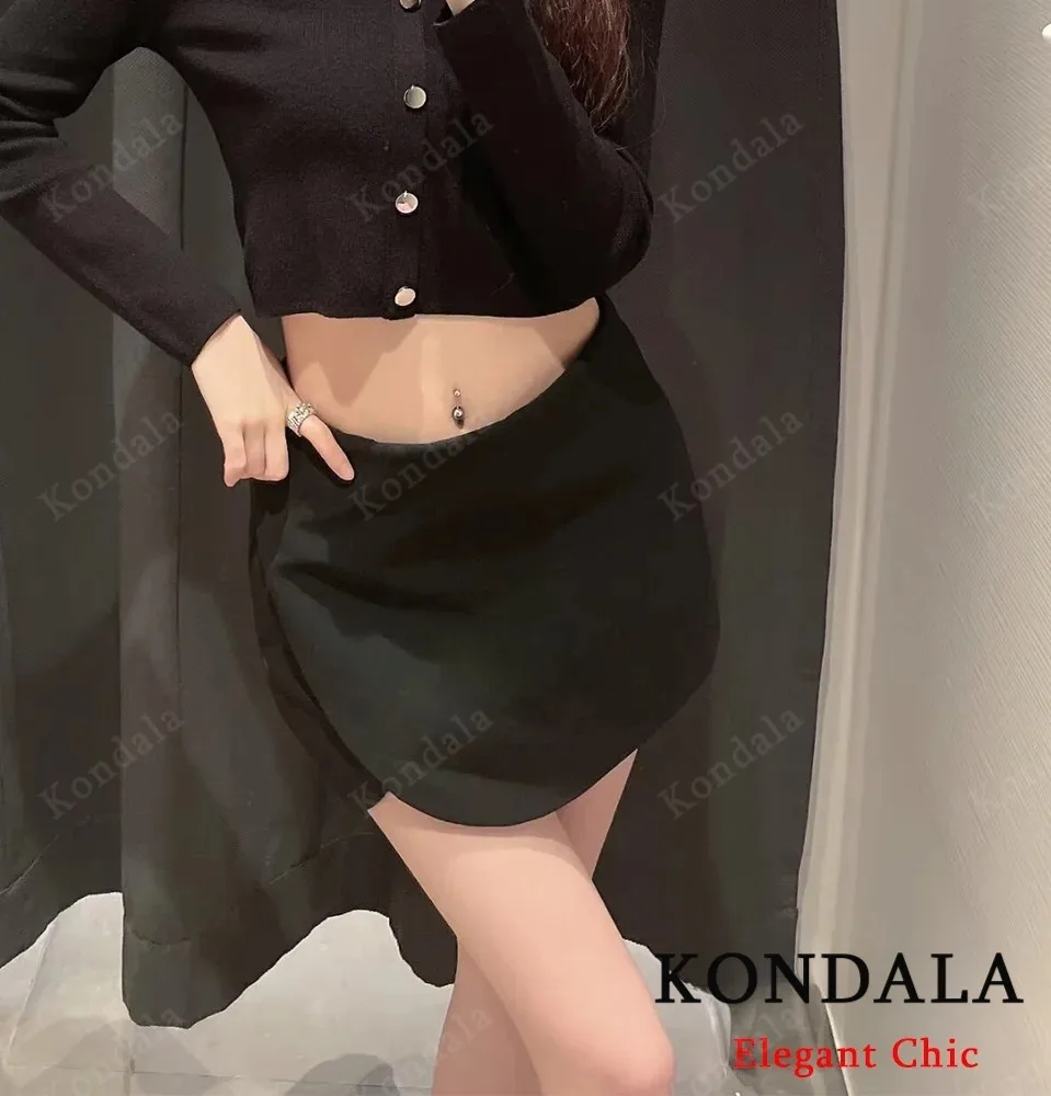 KONDALA Women Skort High Waist Skirt Pants Brown Asymmetric Shorts New 2025 Spring Summer Fashion Casual Pink White Skort