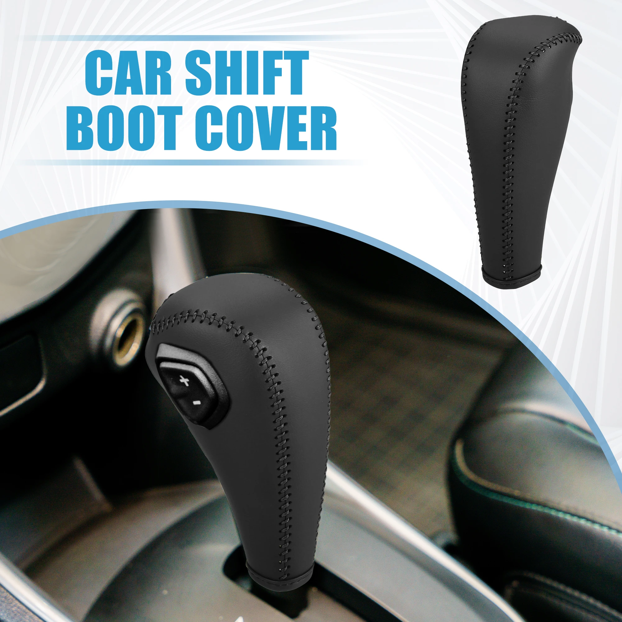 UXCELL Car Shift Boot Cover Gear Knob Shifter Boot for Chevy Sonic 2012-2020 Faux Leather Black Stitches