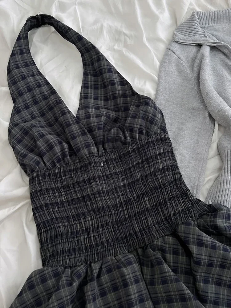 กระโปรงทรงเอลายสก็อตวินเทจแท้ รุ่น Dr Age-Defng สไตล์สลิม ความยาวปานกลาง แฟชั่นฤดูร้อนสำหรับผู้หญิง