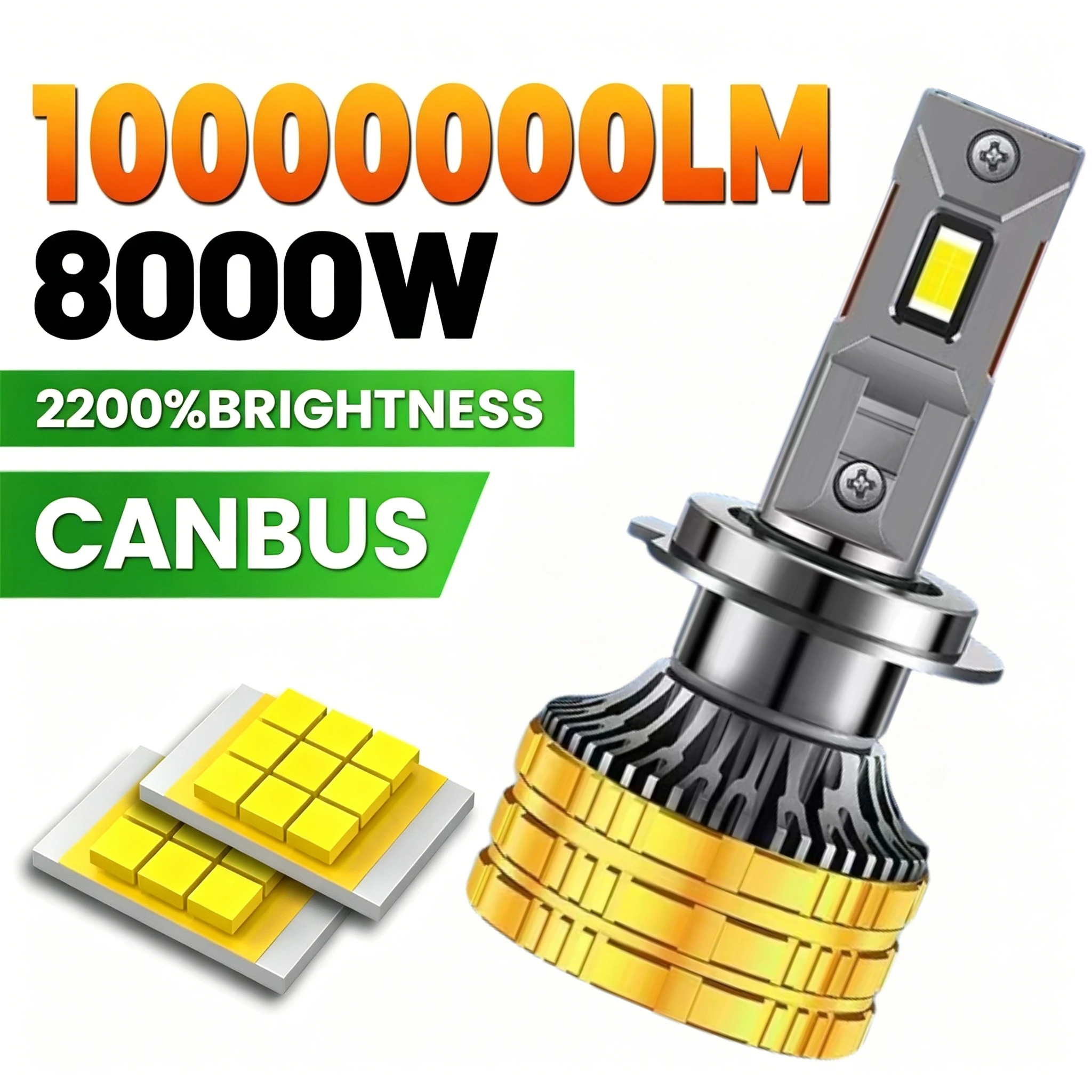 Car Led Headlights H7 High and Low Beam Bulbs H4 Integrated High and Low Beam H11 Super Bright H1 Car Lights 9005 Laser Ultra White Light