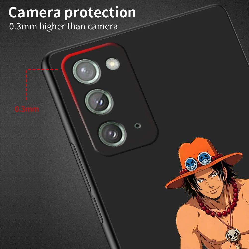 TPU Frosted Case for Samsung Galaxy Note 10 Plus 20 Ultra 5G 9 Black Phone Cover M12 J6 Plus M02 M22 F12 Portgas D Ace Fire Fist