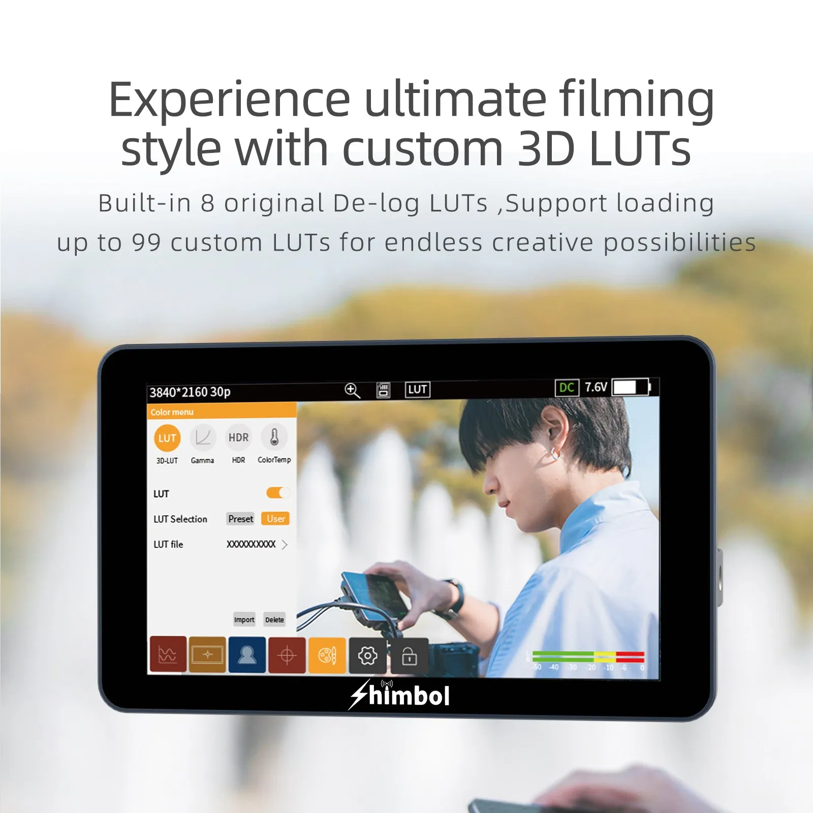 شاشة SHIMBOL M5 الاحترافية مقاس 5.5 بوصة تعمل باللمس بتقنية 3D LUT وشاشة 4K بدقة 1200 نيت وHDMI للتصوير المباشر بكاميرا DSLR