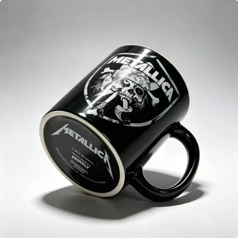Metallica Band Skull Pattern Black Ceramic Mug Rock Music Fan Merch Coffee Tea Cup Home Office Daily Cup