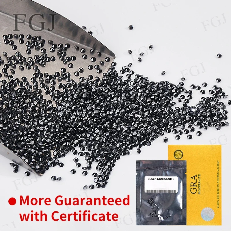 

Wholesale Price Moissanite Stone VVS1 Balck D Color Round Cut GRA Certificate Loose Gemstone Diamond Beads for Jewelry Making