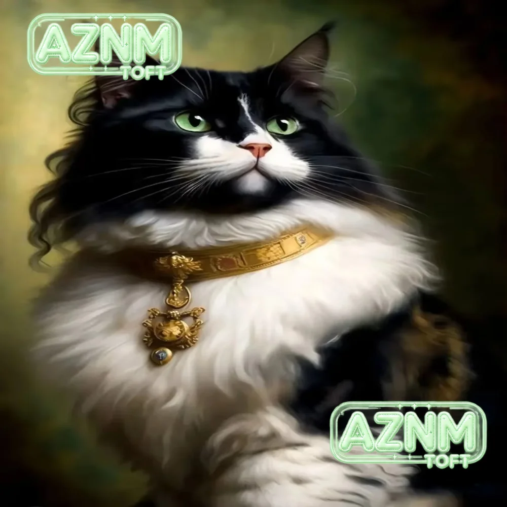 Renaissance European Aristocracy Black Cat White Cat Drinking Beer Poster Print on Canvas Wall Art Painting Room Home Decorat