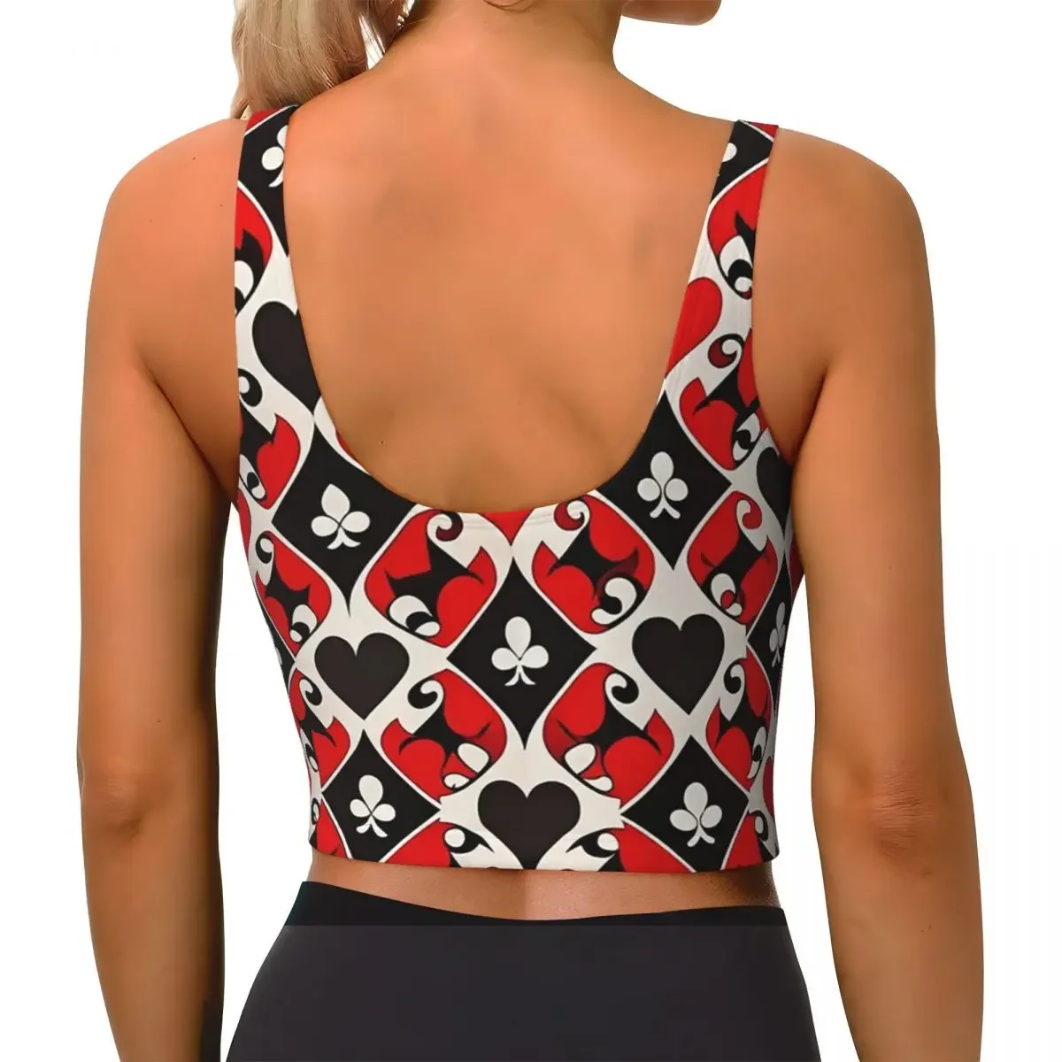 Custom Playing Cards Symbols Women Sports Bras High Impact Vest Gym Workout Yoga Crop Tank Tops