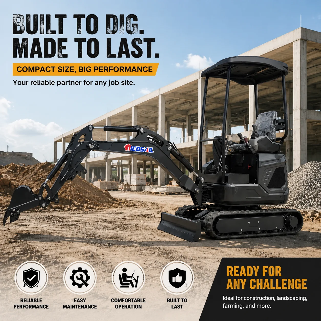 Compact 1.8 Ton Excavator Machine Zero Tail Swing Mini Crawler Excavator for Rental Business Property Maintenance