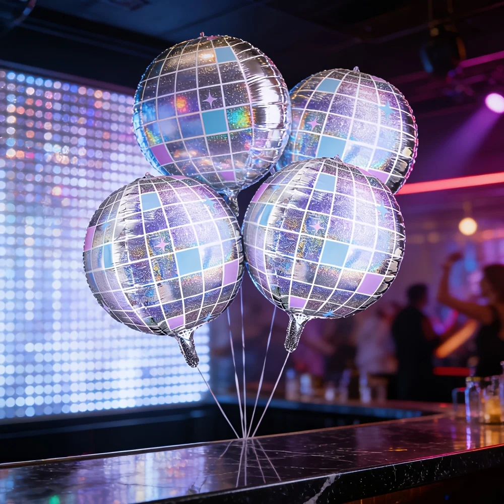 4 ballons en aluminium irisés Fetti, inspirés du K-Pop, pour décoration de fête disco, enterrement de vie de jeune fille, et fournitures de fête d'anniversaire funky