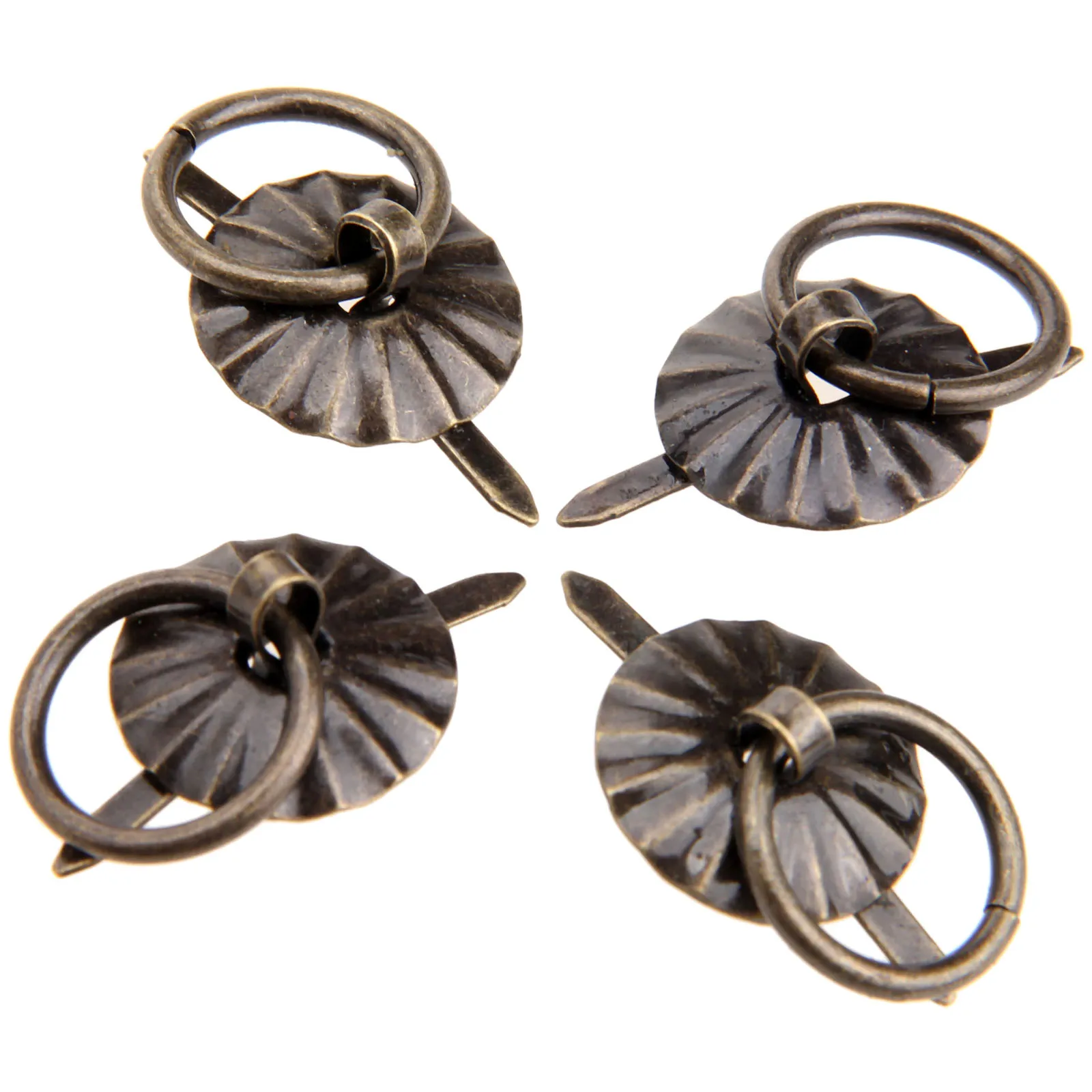 4Pcs Antique Bronze Small Ring Pulls Handle Knobs Antique Mini for Dresser Drawer Jewelry Wood Box Case Chest Gift Box Ring Box