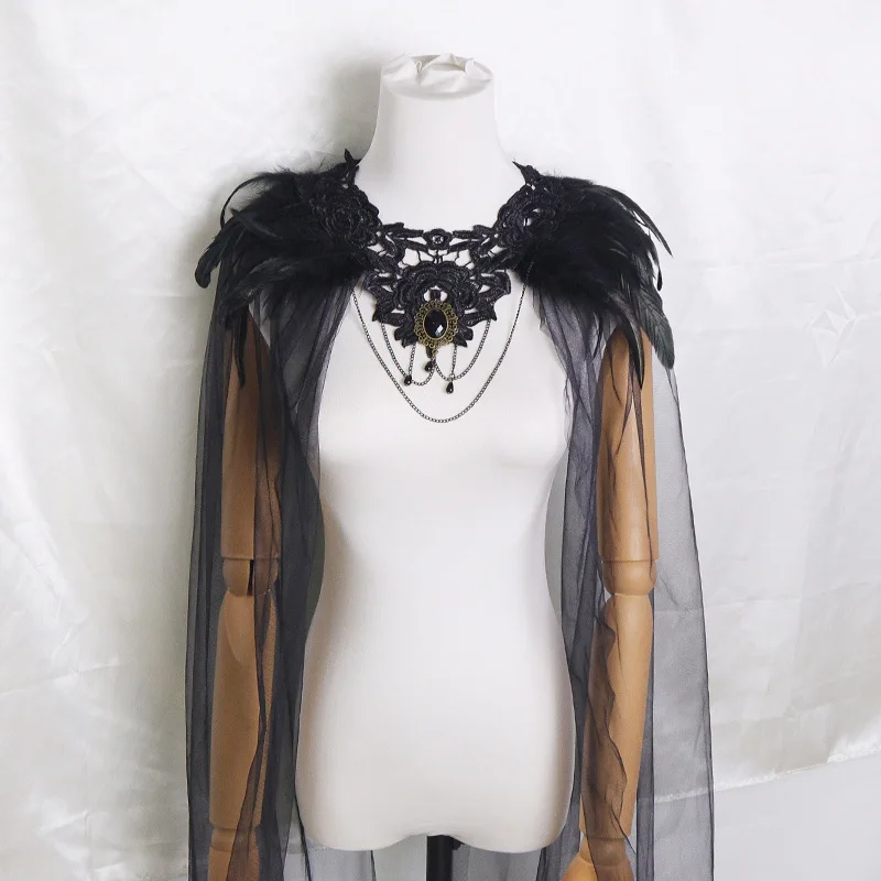 Gothic Veil Cape Tulle Black Tulle Cloak Cape Women Accessories Eye-Catching Halloween Cosplay Costume For Everyday Wear Cosplay