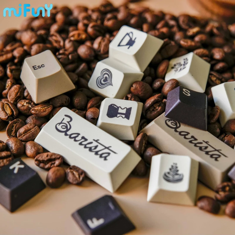 Imagem -04 - Milkyway Barista Keycaps Cor do Café Perfil de Cereja Personalizado Pbt Teclas Mecânicas Teclado 174 Chaves Bonito