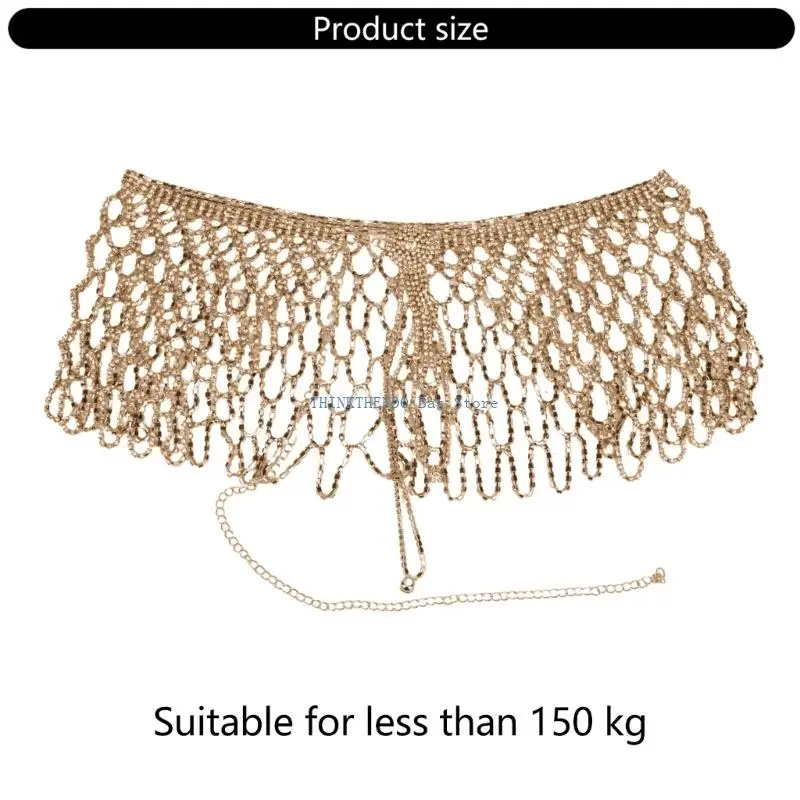 340D Rhinestones Long Tassels Shoulder Chain Body Wearable Necklace Women Girls Decor Cover Up 2025 Trendy Shawl