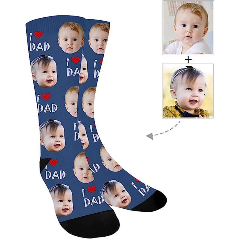 Fashion Custom Print Your Photo Personalized Socks  Funny Red Heart DIY Birthday Valentine\'s Novelty Sock Girlfriend Gift