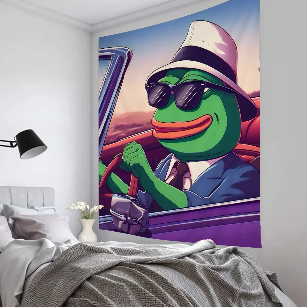 Sad Frog Pepe Colorful Tapestry Wall Hanging Hanging Tarot Hippie Wall Rugs Dorm Home Decor