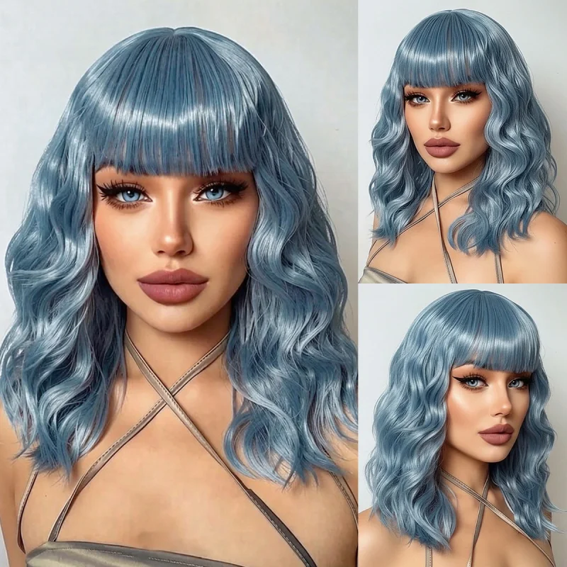 European and American festival cosplay wavy short curly hair full head wig