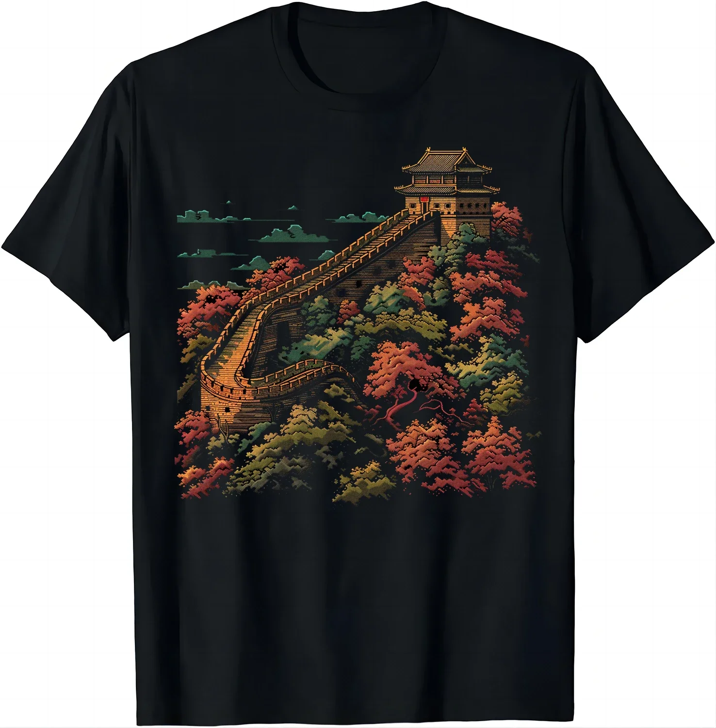 Historic Landmark Tee - Meandering Great Wall of China T Shirt China Travel Clothes Tops Shirts for Women Graphic T Shirts