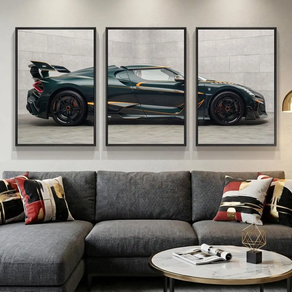 Racing Sports Car Painting Calligraphy 3PCS Canvas Wall Art Modern Posters for Living Room Bedroom Home Decor Decoration Gift