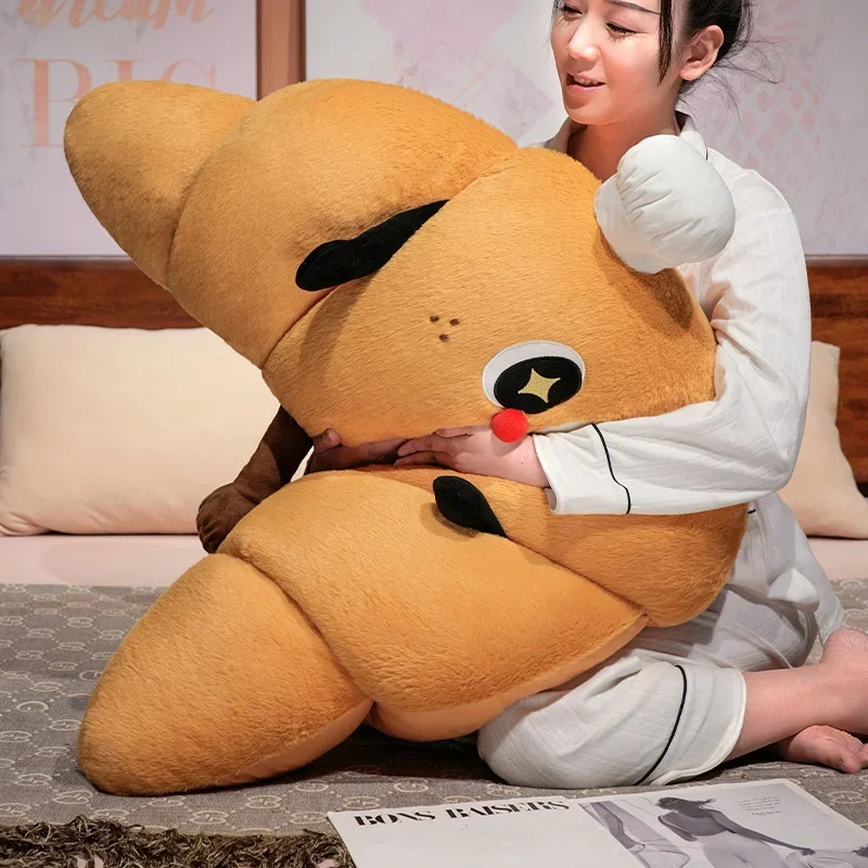 Croissant Groot Kussen Pluche Leuke Chef's Hoed Croissant Brood Kussen Gevuld Grappig Zacht Voedsel Knuffel voor Cadeaus voor Kinderen Verjaardag