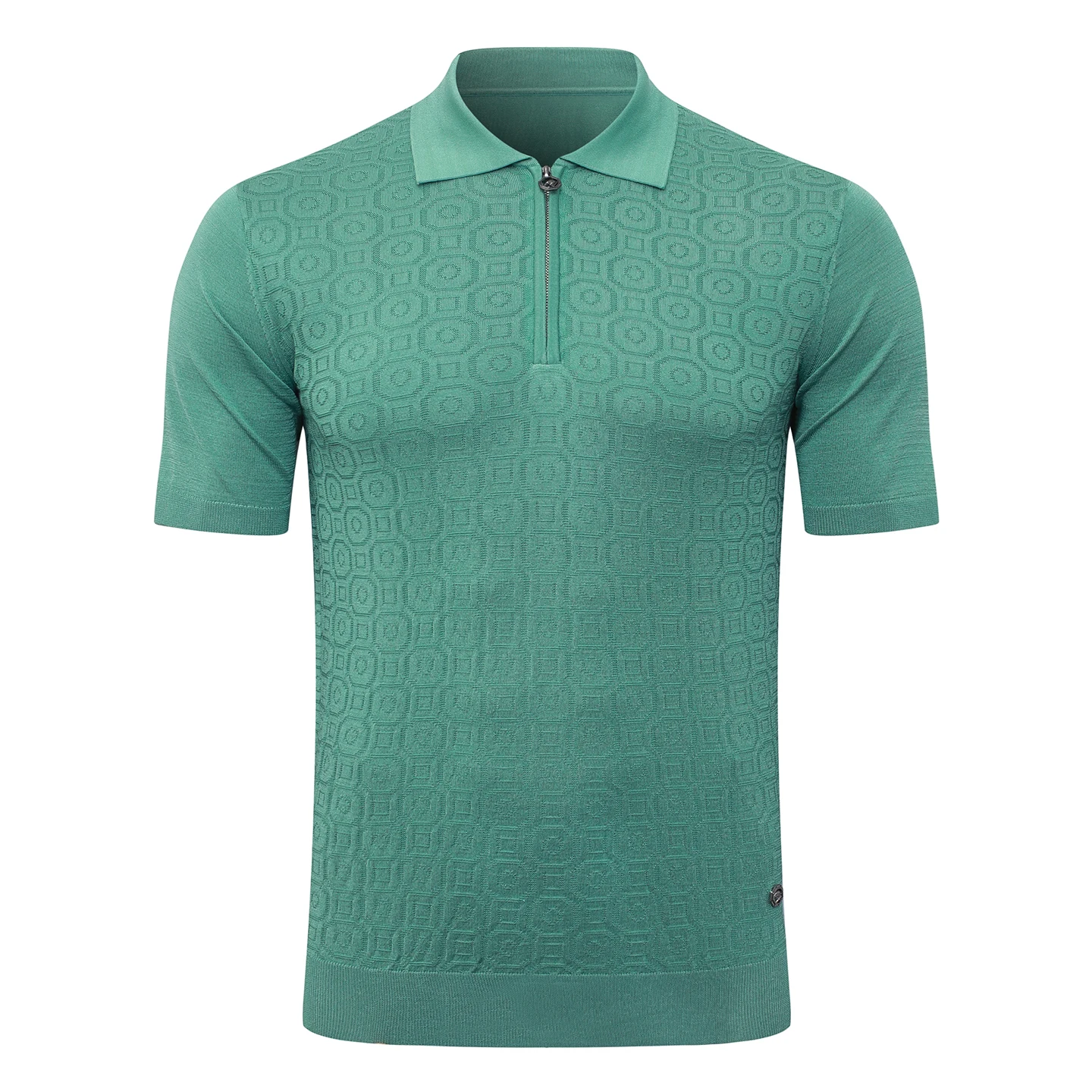 OECHSLI polo shirt silk men 2027 New fashion embroidery elastic short sleeve thin zipper quality comfortable big size M-5XL