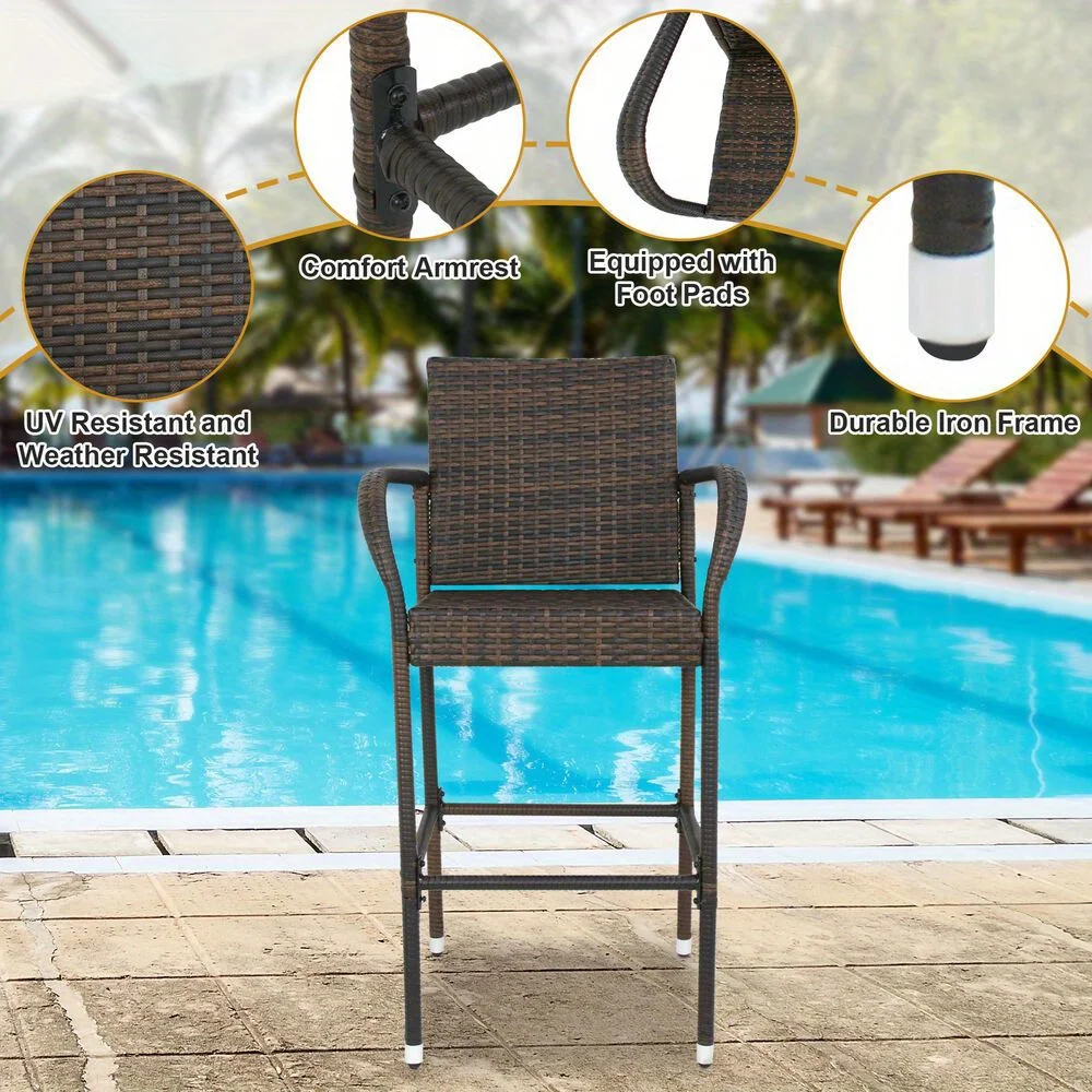 Korb Barhocker Rattan Stuhl Terrassen möbel Stuhl Outdoor Hinterhof 2er-Set