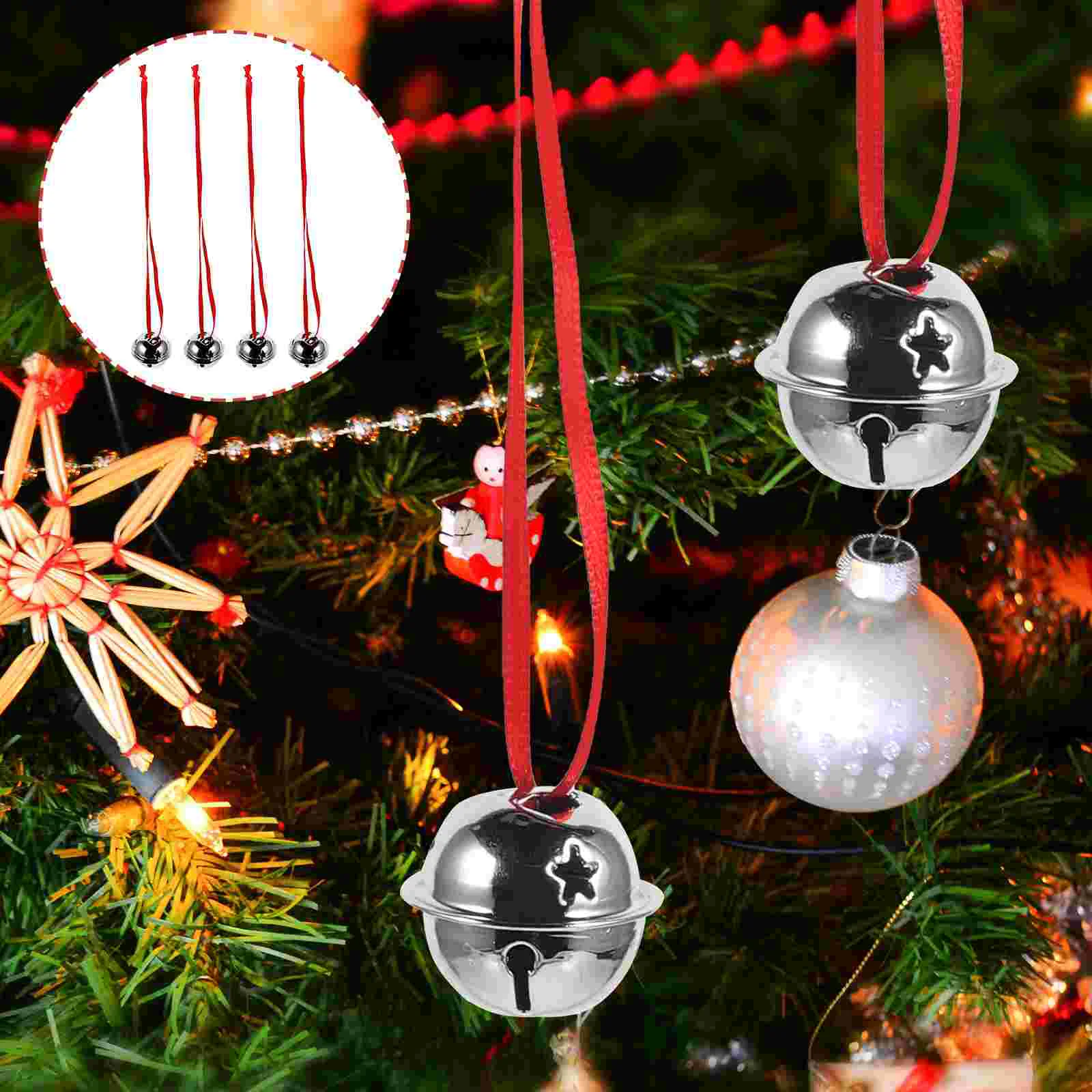 

21 Pcs Holiday Hanging Decoration Bell Accessories Pet Christmas Sleigh Bells Silver Jingle