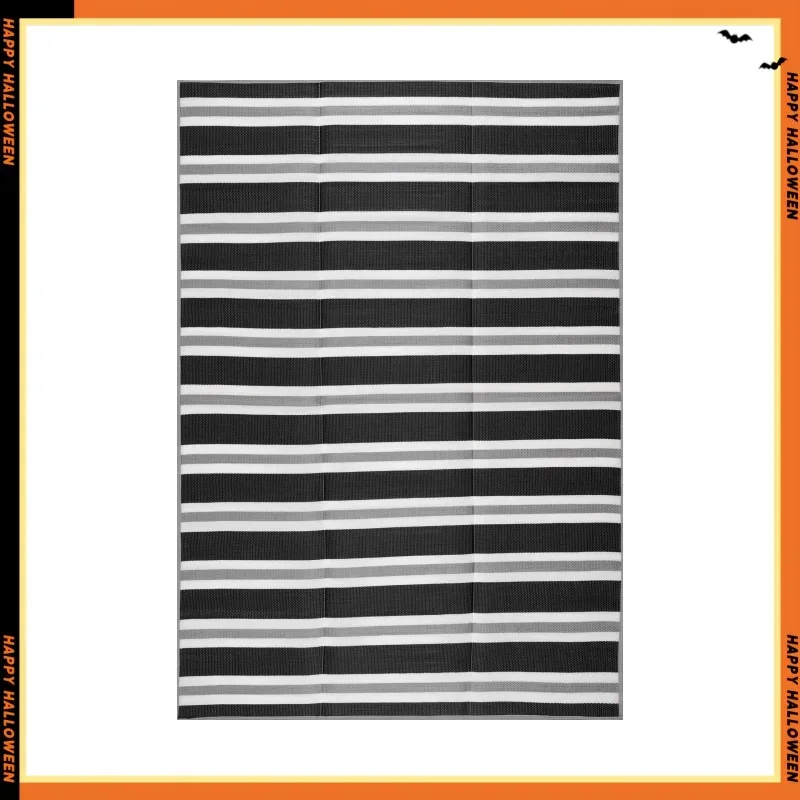 

8x10 Waterproof, Reversible Plastic Straw Outdoor Rugs for Patios for Camping, RV, Deck, Porch, Balcony, Camp, Patio Black