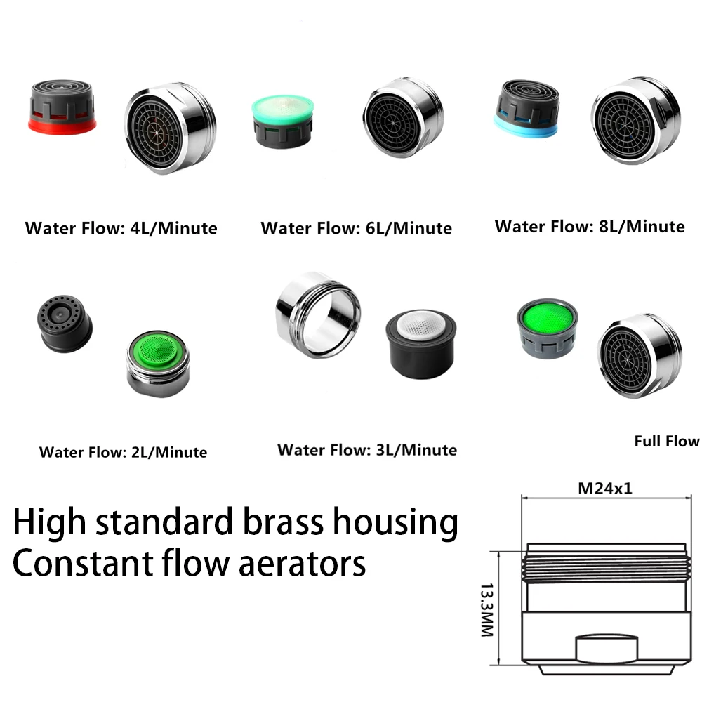 20 Pcs 24mm High Standard Brass Outer Shell Aerator with  Constant Flow Water Saving, Faucet Accessories with Filter Mesh Nozzle