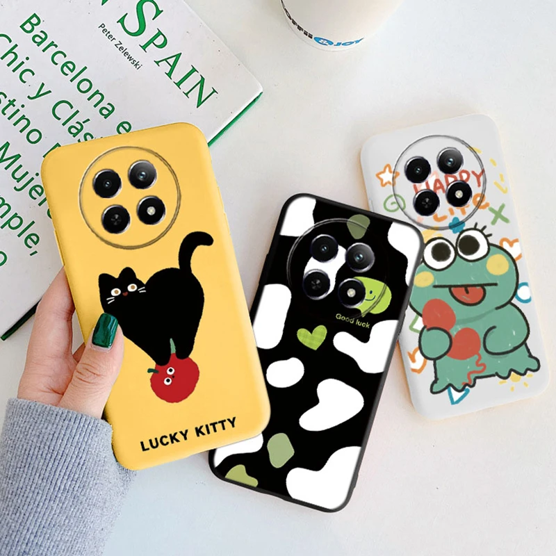 سيليكون جرابات هاتف كرتونية للصدمات ، ضفدع ، أرنب ، قط ، ديناصور ، غطاء ناعم ، هاتف Realme 12 ، 12X ، Realme12