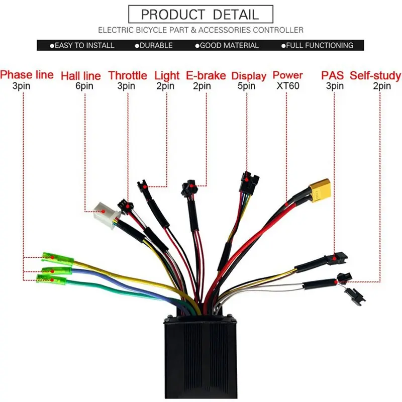 Sine Wave 30A Three Mode Brushless Motor Controller 24V 36V 48V With SW900 Display For E-Bike Conversion Kit