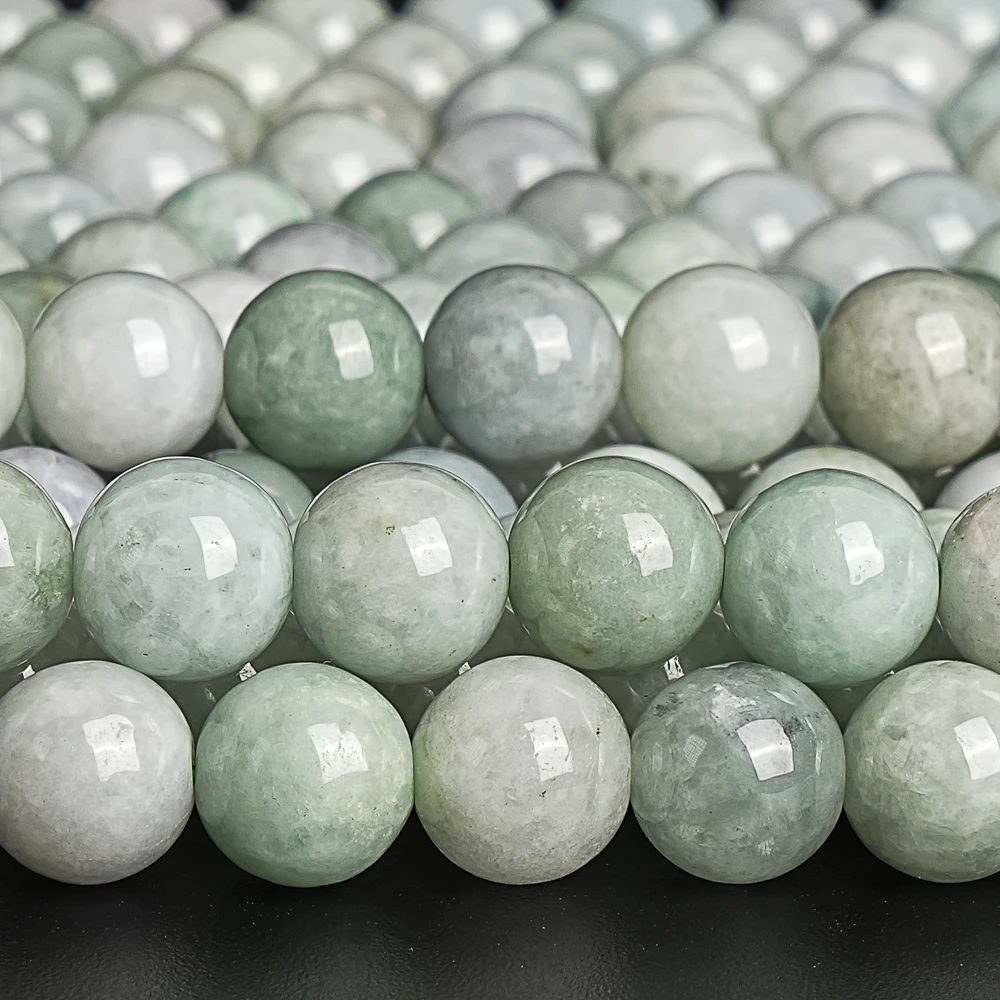 

Genuine Natural 4/6/8/10MM Gray Green Myanmar Jade Beads Grade AAA Gemstone Full Strand Round Loose Beads 15" for Jewelry Making